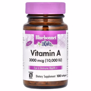 Bluebonnet Nutrition, Vitamin A, 3,000 mcg (10,000 IU), 100 Softgels