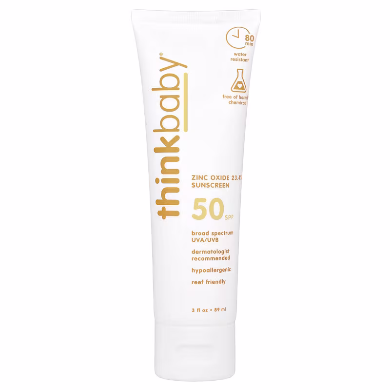 think, Thinkbaby®, Zinc Oxide Sunscreen, SPF 50, 3 fl oz (89 ml) think, Thinkbaby®, Zinc Oxide Sunscreen, SPF 50, 3 fl oz (89 ml)